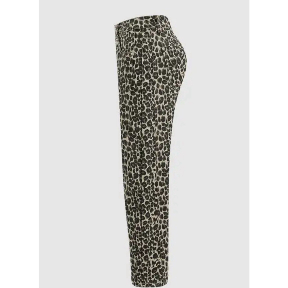Y2K Leopard Print Seam Detail Mid Rise Barrel Leg Pants FLAMINGALS L - Picture 6 of 11